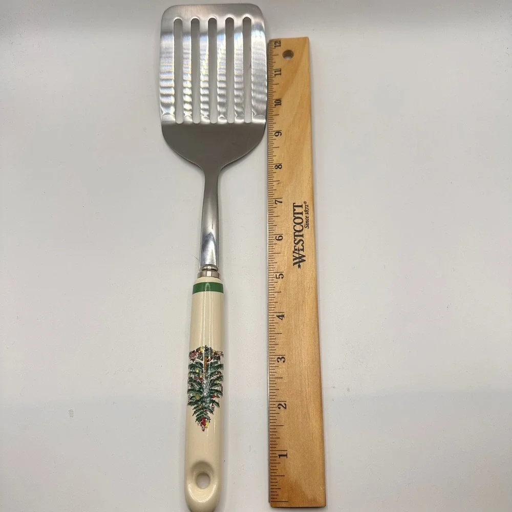NEW! Spode Christmas Tree Stainless Steel Slotted Turner Spatula Ceramic 13